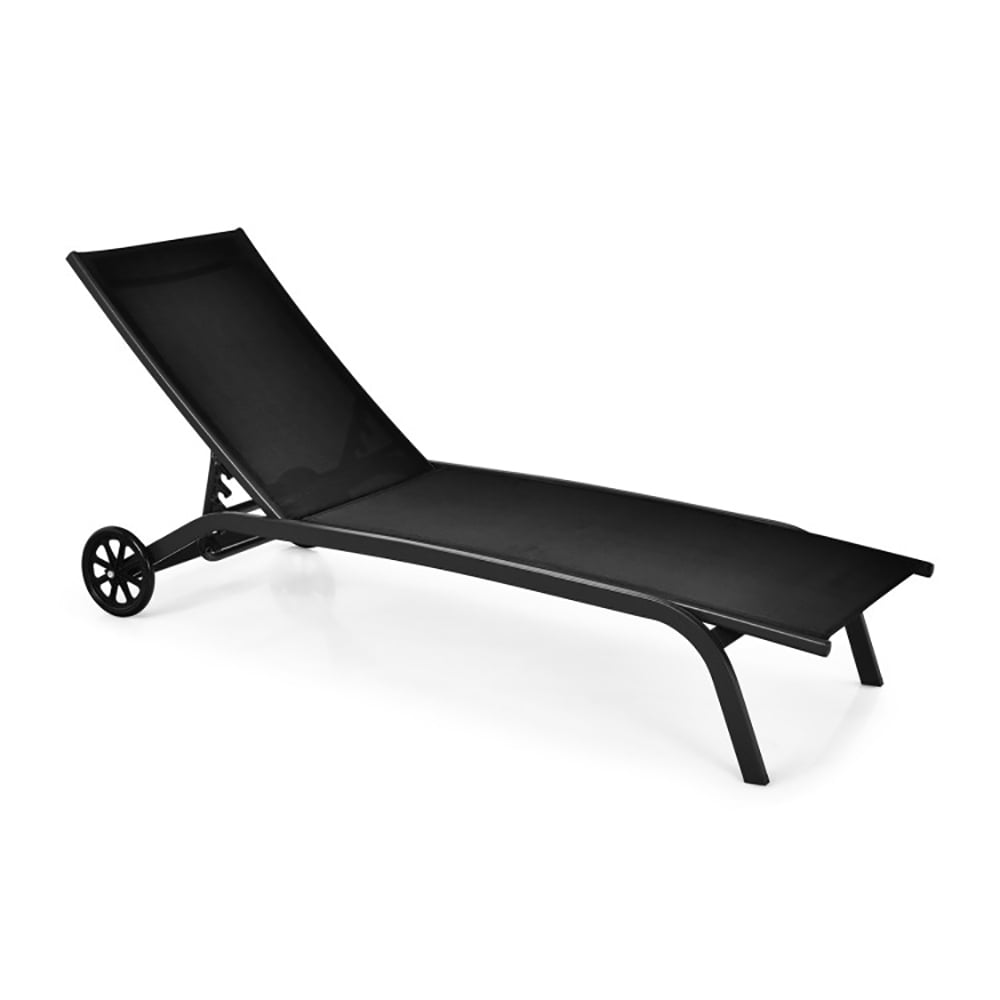 Aimee Lii 6-Poisition Adjustable Outdoor Chaise Recliner with Wheels, Patio Loungers, Black Aimee Lii 6-Poisition Adjustable Outdoor Chaise Recliner with Wheels, Patio Loungers, Black
