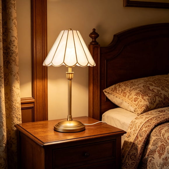 EGNMCR Desk Lamps Home Collection Shaped Glass Fan-shaped Table Lamp Gold Finish 13.7 Inches Tall Desk lamp