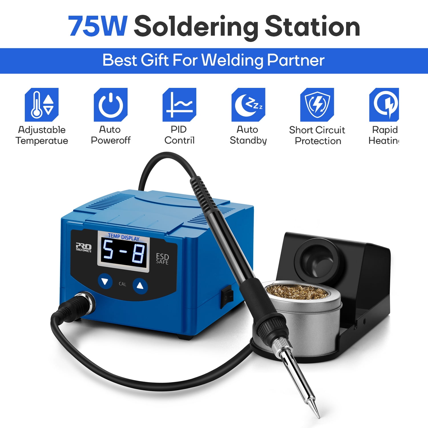 75w ESD Soldering Station Lead-free Electric Rework Iron Digital LCD Desoldering 