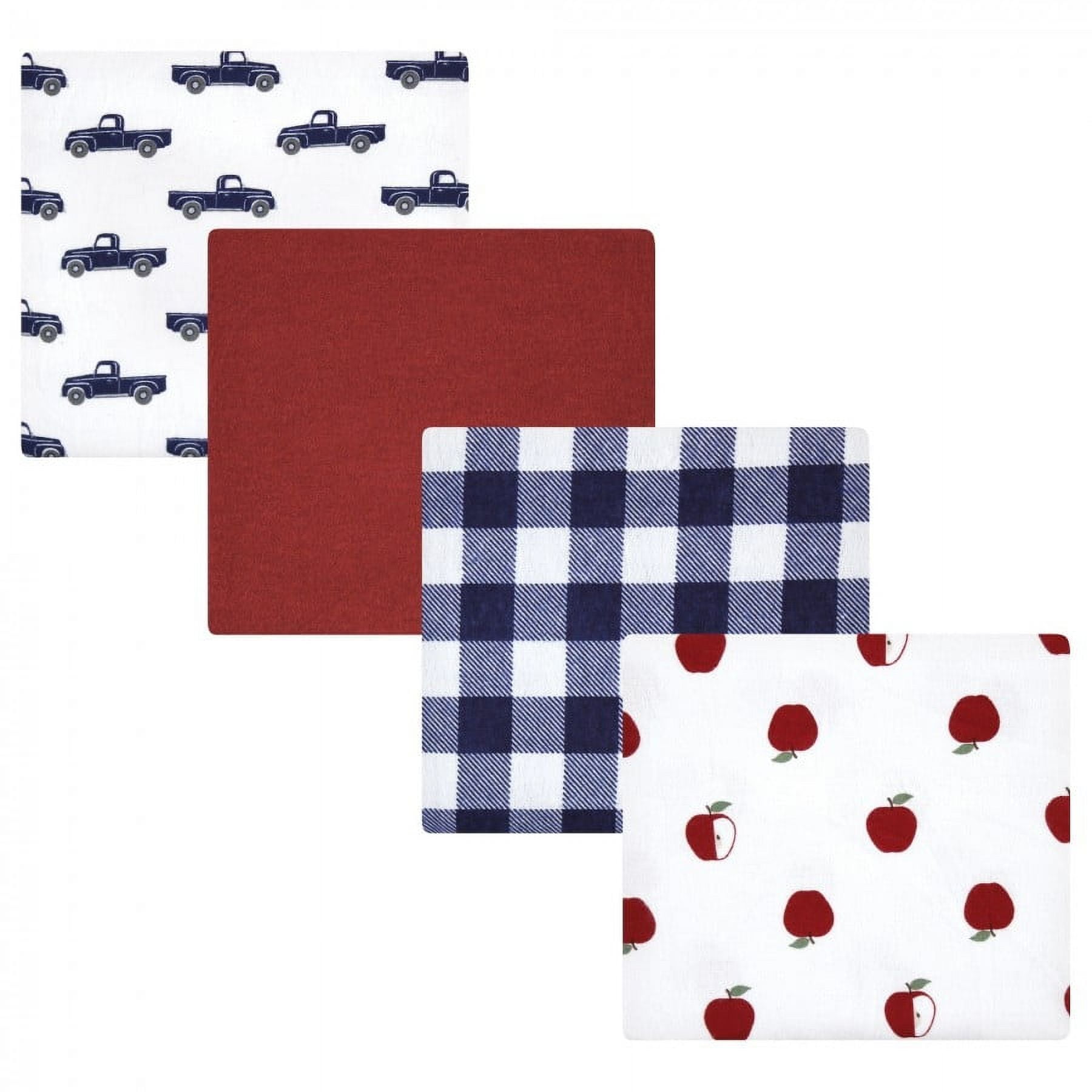 Hudson Baby Infant Girl Cotton Flannel Receiving Blankets Bundle Set, Pumpkin Spice Apple Orchard, One Size