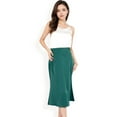 thumbnail image 4 of Women's Satin Midi Skirt With A-Line Silhouette And Elastic Waistband- Green,X Large, 4 of 7