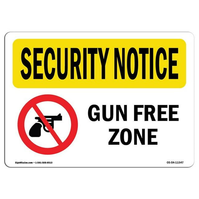 SignMission OS-SN-A-1218-L-11547 Panneau de Sécurité OSHA 12 x 18 Po - Zone Sans Armes à Feu
