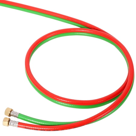 Oxygen Acetylene Twin Welding Hose 1/4 x 100ft with 9/16-18 Fittings for Cutting Torch - Green Red PVC
