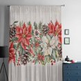 thumbnail image 5 of Christmas Poinsettia Semi Sheer Curtains Drapes for Living Room,Bedroom,French Doors Window 45 Inches Long,Xmas Botanical Floral Snowflakes Rod Pocket Chiffon Curtain Drapery Voile Draperies Panel, 5 of 6