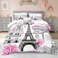 WNGSHA Pink Paris Comforter Set Queen/King Size Teen Girl Room Decor