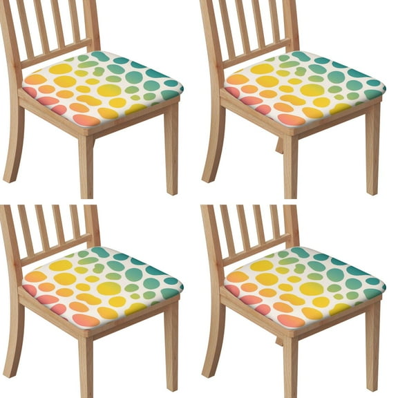 Colorful Spots Pattern Seat Covers for Dining Room Chairs Set Of 4,Stretch Printed Washable Chair Seat Cover with Elastic Ties and Button,Removable Waterproof Couch Cushion Covers