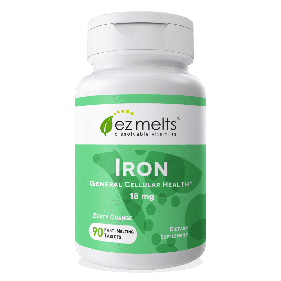 EZ Melts Iron Supplement with Vitamin C Fast Dissolve Tablets, 18mg, 90 Ct