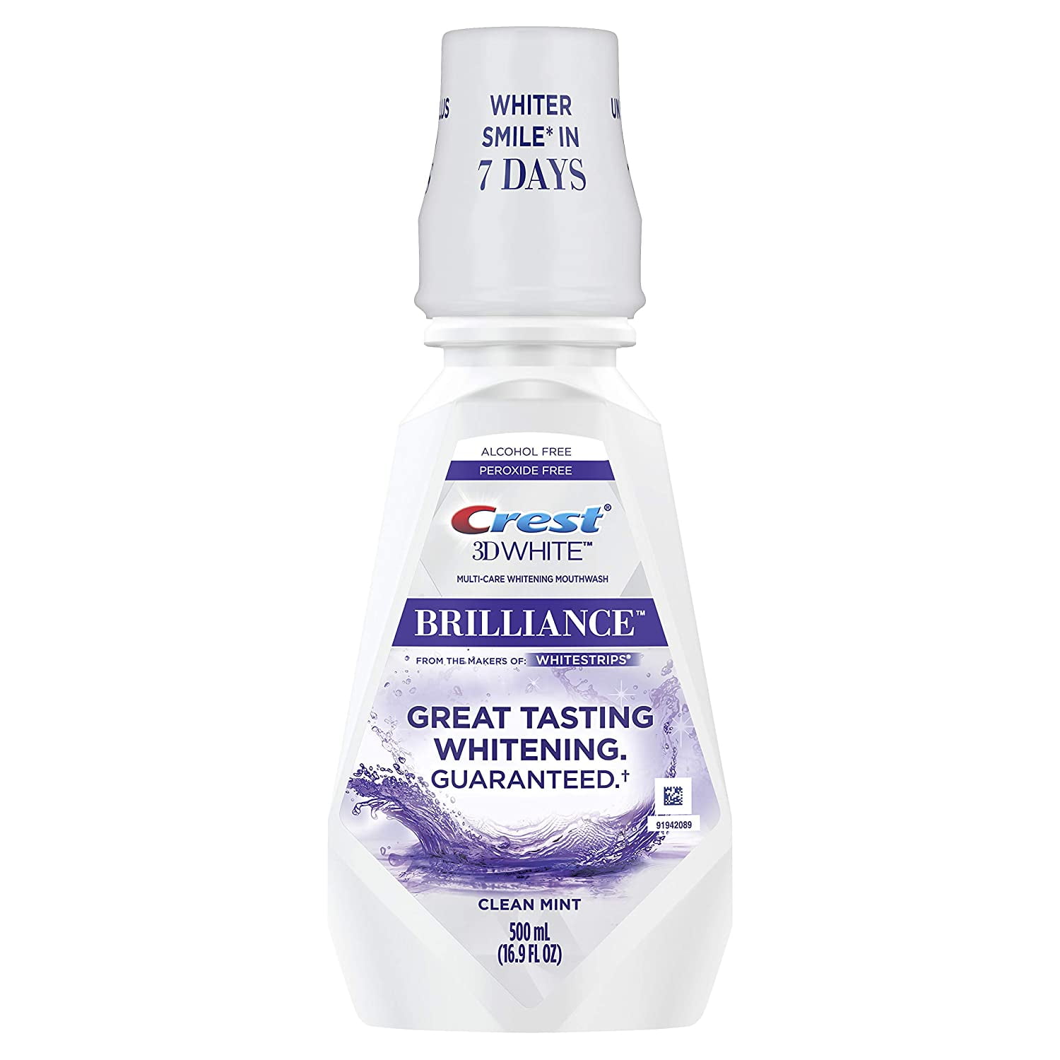 Crest 3D White Brilliance Alcohol Free Whitening Mouthwash Clean Mint