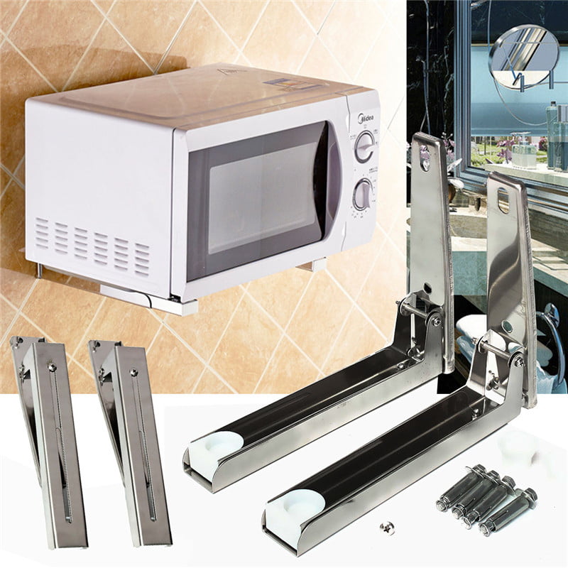 Details about   Microwave Oven Bracket 2pcs Kitchen Stainless Steel Bracket Sturdy Foldable USA 