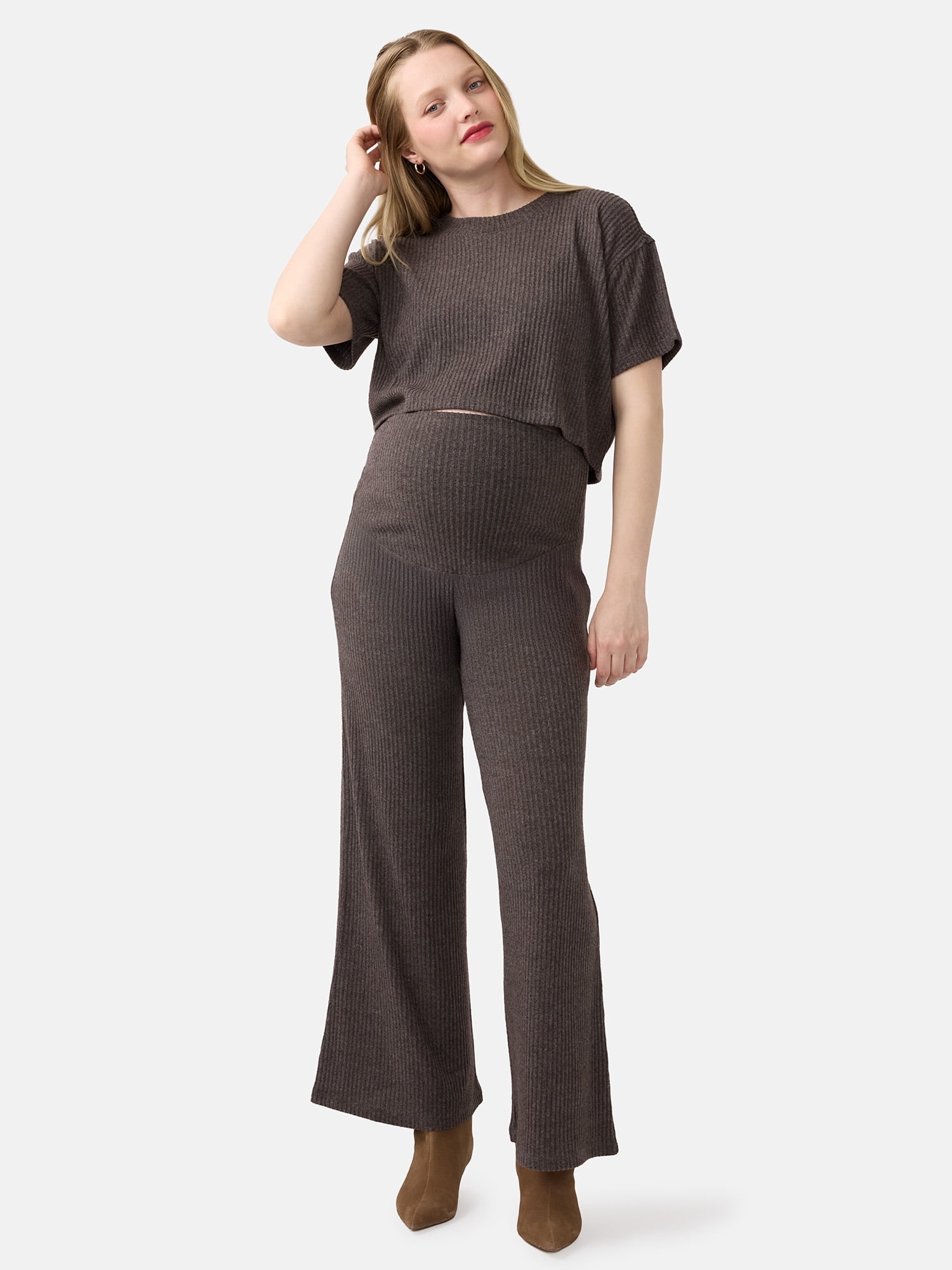 Ingrid & Isabel For Every Belly Women's Maternity Ribbed Pants, 29'' Inseam, Sizes S-XXL