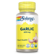 Solaray Organic Garlic Bulb 600mg, Healthy Immune, Circulatory & Cardiovascular Systems Support, Vegan, 100 VegCaps