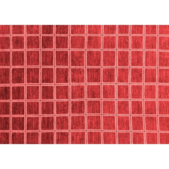 Ahgly Company Machine Washable Indoor Rectangle Checkered Red Modern Area Rugs, 5' x 7'