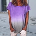 thumbnail image 5 of Askfv Womens Casual Summer O-Neck T-Shirt Gradient Printed Blouse Short Sleeve Shirt Tunic Top, 5 of 5