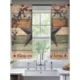thumbnail image 2 of Texas Star Vintage Sheer Curtains 63 Inch Length 2 Panels Set Window Treatments, Berry Sage Green Brown Wooden Rod Pocket Semi Curtains for Living Room/Bedroom/Kitchen Décor, 104"W x 63"L, 2 of 7