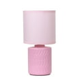 thumbnail image 2 of Simple Designs 10.04" Chic Glow Mini Floral Patterned Ceramic Table Lamp, Monochromatic Drum Shade, For Bedroom, Office, Living Room, Kids Room, Modern Home Décor, Pink, 2 of 6