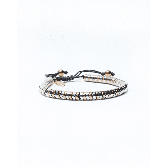 By Fabrizio Design Idilio Adjustable Bracelet in Silver Hematite Arrows & Gold Hematite for Men & Women