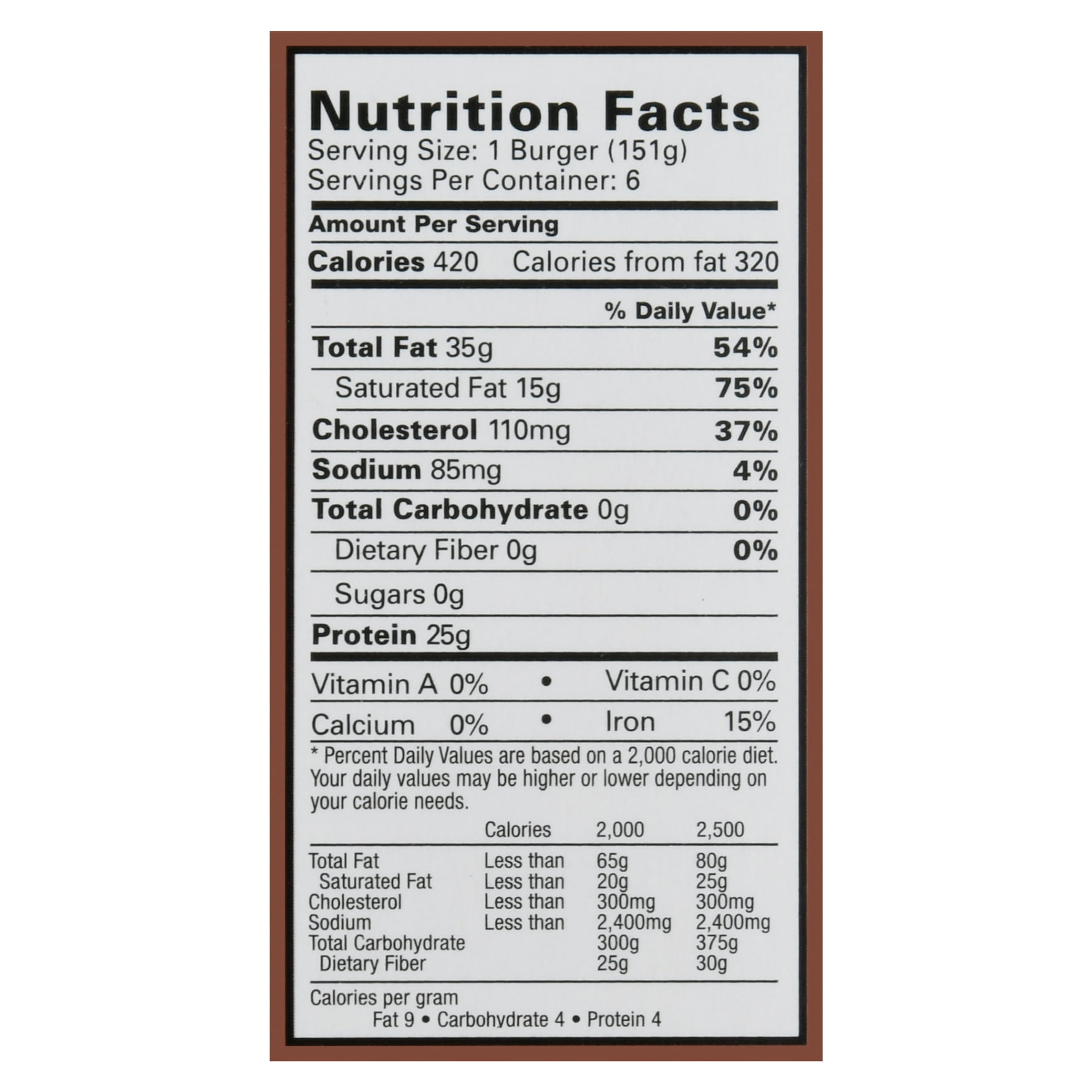 Bubba Burger® Original 100% USDA Choice Chuck Beef, 6 Frozen 1/3 Pound Burgers, 2 lbs Box