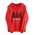thumbnail image 3 of Fiaer Christmas Hoodie for Women Funny Graphic Hooded Sweatshirts Long Sleeve Plus Size V Neck Drawstring Holiday Tops with Pockets Watermelon Red XL, 3 of 3