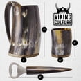 thumbnail image 4 of Viking Culture Ox Horn Mug, Shot Glass, and Bottle Opener (3 Piece. Set) 16-oz. Custom Intricate Design - Polished Finish, 4 of 7