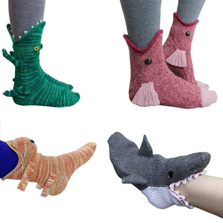 

Fish Socks Knitted Animal Crocodile Socks Trendy Knitted Patterns Whimsical Knitted Cuffs Non-Traditional Modern Knitted Patterns