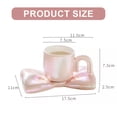 thumbnail image 2 of Tazas de café de cerámica, tazas creativas y lindas con platillos con forma de lazo, novedosas tazas de café con agarre cómodo para oficinas y familias, 6,5 onzas para té con leche y leche., 2 of 5