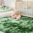 thumbnail image 4 of ZENELESS Fluffy Area Rugs for Living Room,4x6 Shag Rectangular Carpets for Bedroom Tie-Dye Dark Green, 4 of 7