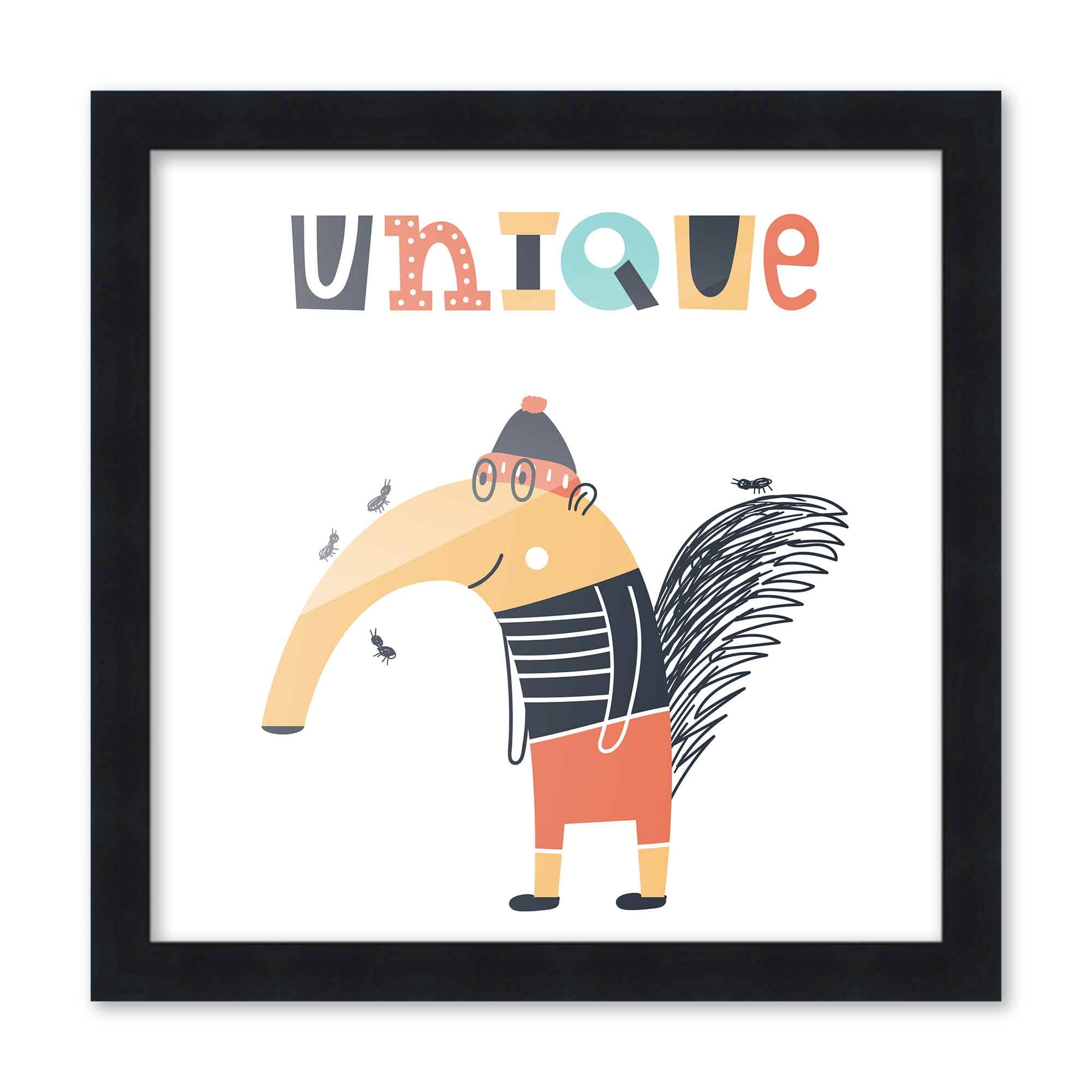 10x10 Framed Nursery Wall Art Be Kind Unique Poster in Black Wood