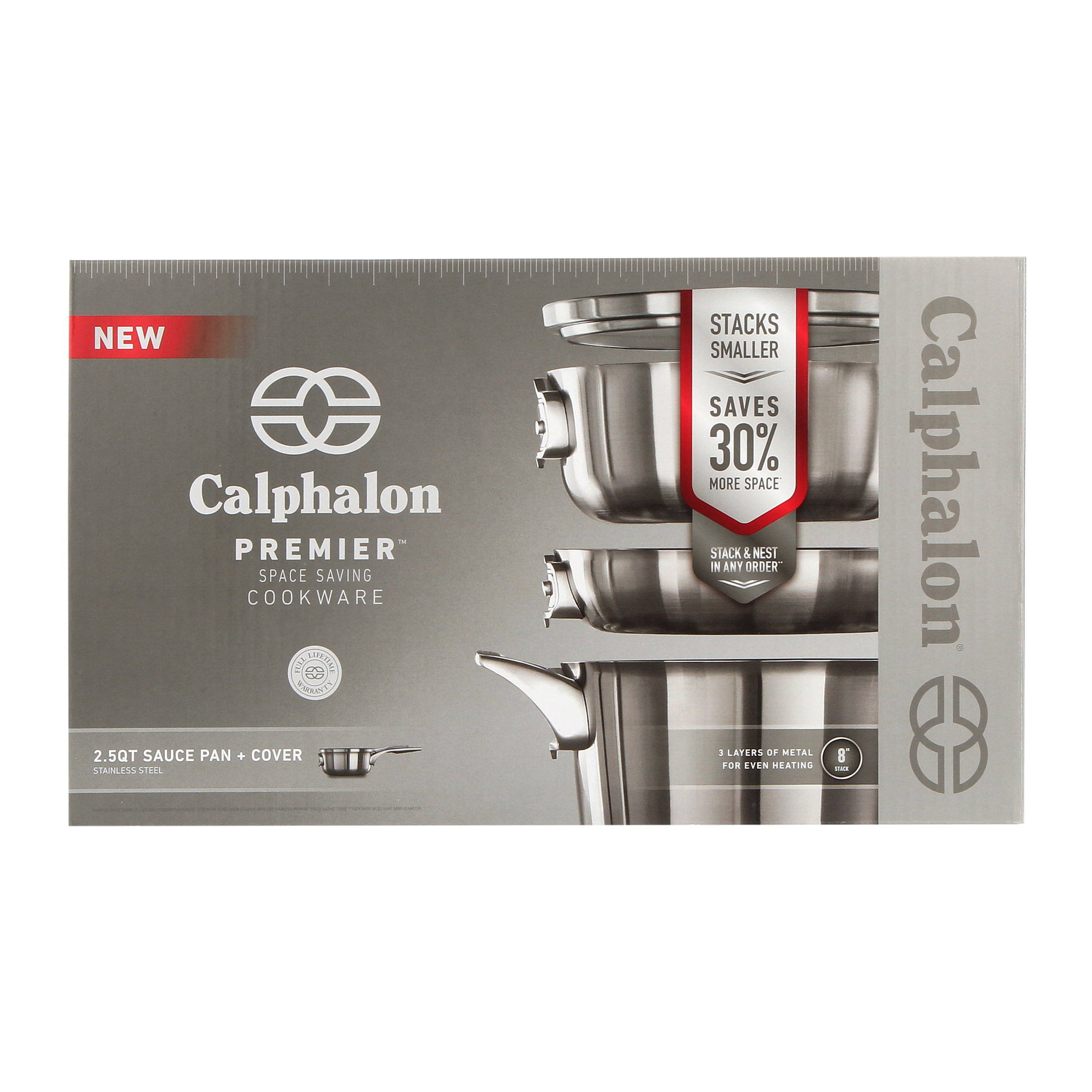 Calphalon Premier Space Saving Stainless Steel Saucepan with Double Boiler  4.5 qt