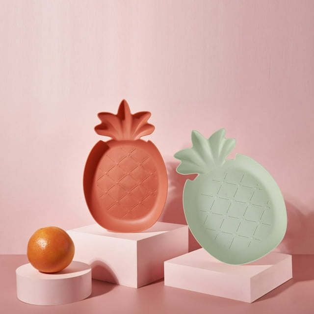 Fiudx Plato de Plástico con Forma de Piña, Apto para Uso Alimentario, Fácil de Limpiar, Divertido Adorno para Fiestas, Soporte para Frutas y Aperitivos, Ideal para El Hogar o La Oficina, 29,5 X 19,5