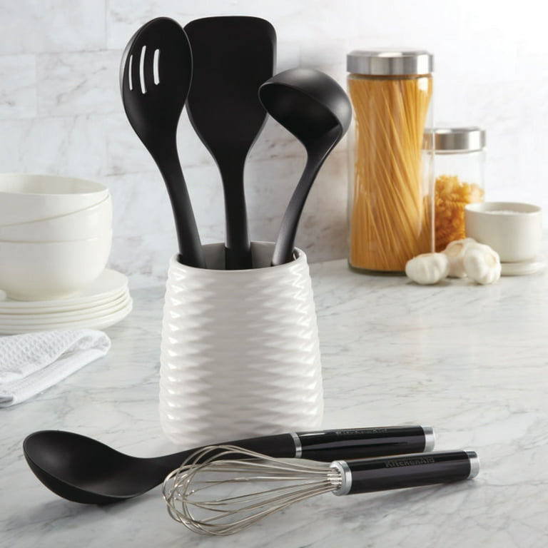  KitchenAid 6 Piece Utensil Set and Holder, Non-Stick and  Dishwasher Safe Cooking Tools: Home & Kitchen