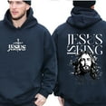 thumbnail image 3 of Jesus Is King Vintage Double Sided Hoodie – Christian Streetwear Faith Hoodie, Retro Religious Pullover for Men and Women, 3 of 7