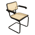 thumbnail image 2 of Breuer Chair Company Marcel Breuer B64 Cesca Cane Cantilever Armchair Arm Chair w/ Black Steel Frame Black Wood & Natural Cane (Made in Italy) by Furnish Theory, 2 of 16