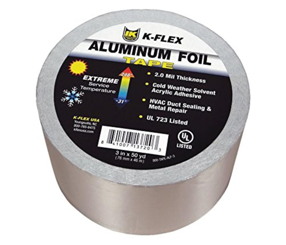 K-Flex USA 800-TAPE-ALF-4 Aluminum Foil Tape per Roll per Roll Kflex Silver 4 Wide x 50 yd 4 Wide x 50 yd 