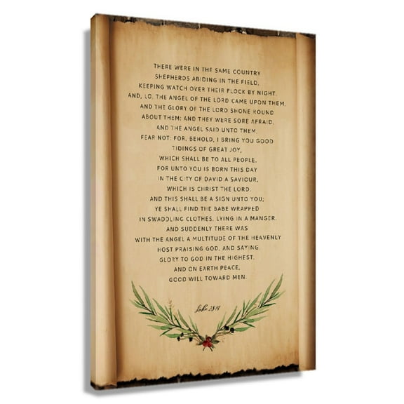 Luke 2 8-14 Bible Scripture Wall Decor Bible Poster Decorations For Bedroom Rectangle Painting Pictures Canvas Unframed 12x18 in