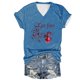 thumbnail image 2 of Fiudx Ropa de Mujer Camiseta de Manga Corta con Cuello En V y Estampado de Halloween para Mujer, 2 of 3