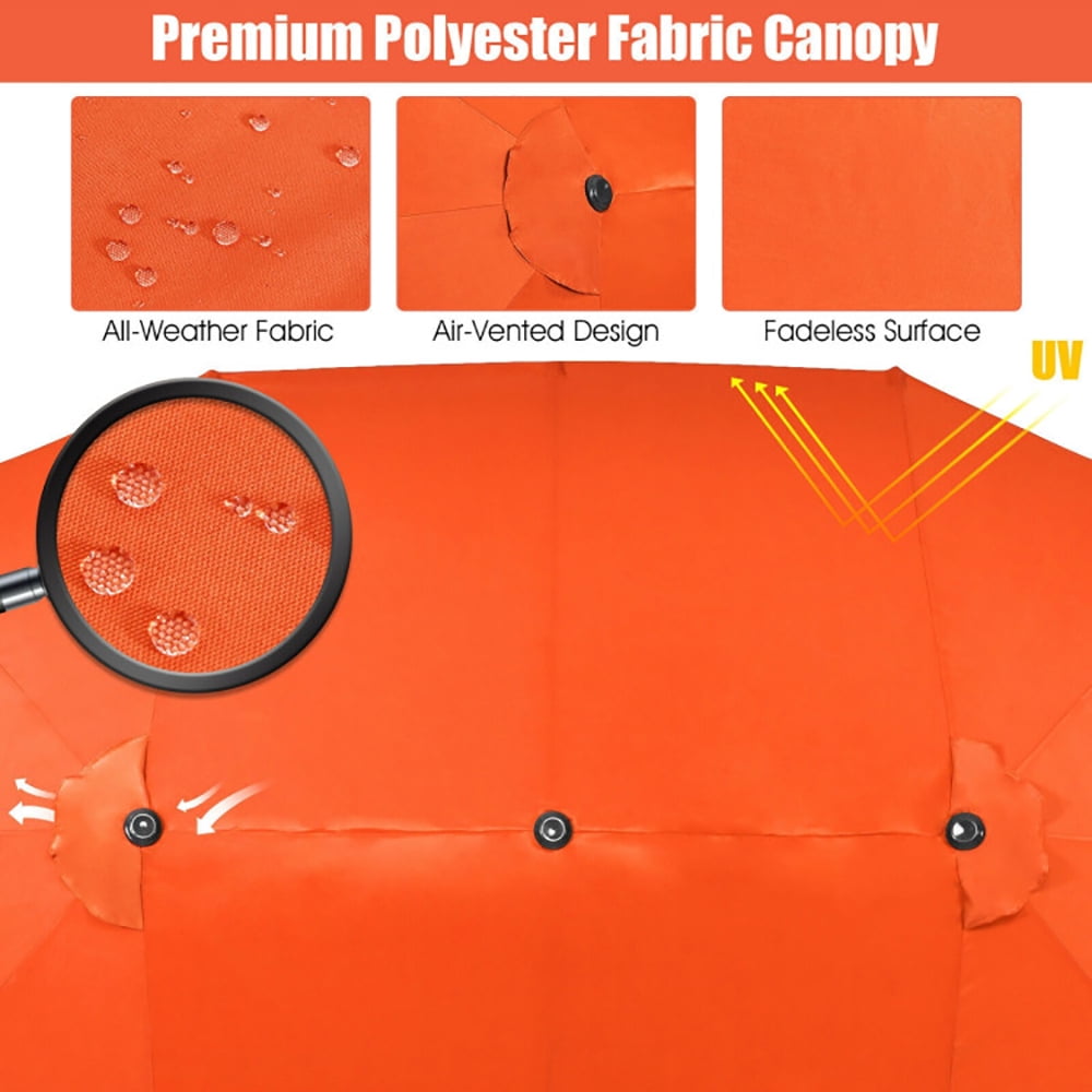 Aimee Lii 15 Feet Patio Double-Sided Umbrella with Hand-Crank System, Sunbrella Patio Umbrellas, Orange