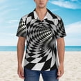 thumbnail image 4 of Balery 3D Vortex Illusion Print Men's Hawaiian Shirts Short Sleeve Beach Shirt Relaxed Fit Vacation Button Down Shirts-Medium, 4 of 9
