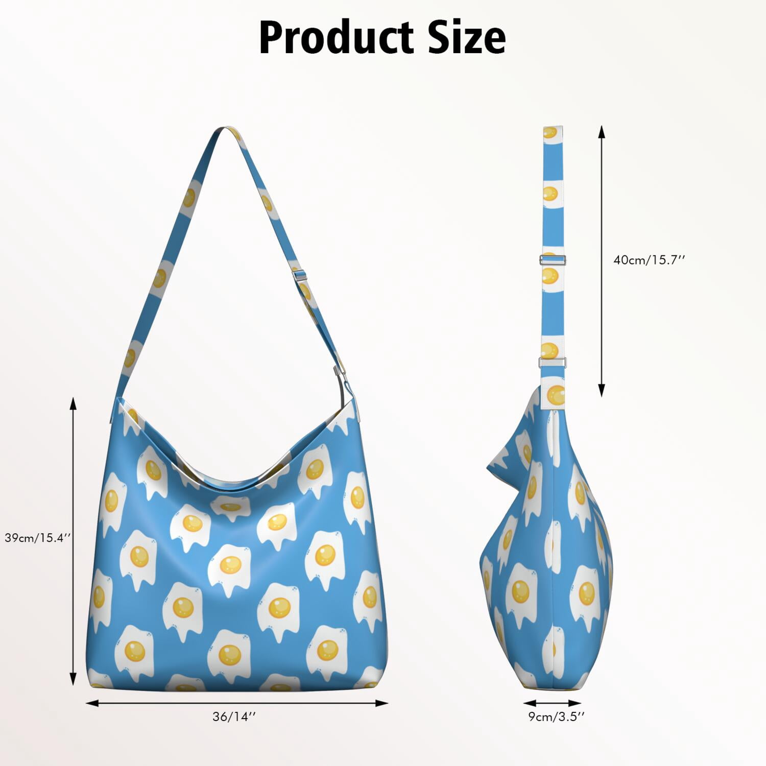 Fried Egg Print Crossbody Shoulder Bag - Lightweight Adjustable Spacious Multi-Pocket Casual Sling Tote for Women, Large Capacity Minimalist Travel & Work Purse