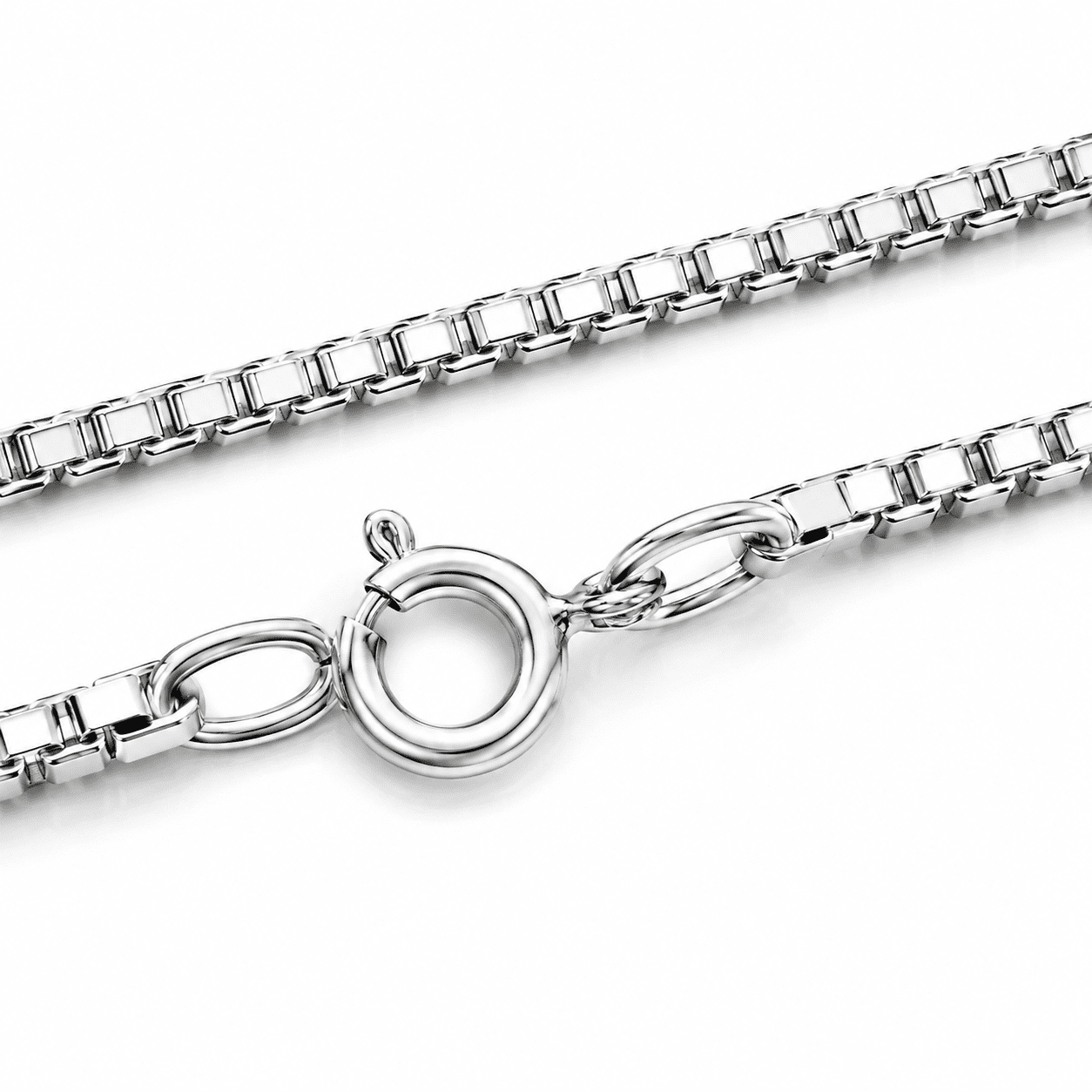 925 Sterling Silver Box Chain Necklace 20 Inch – 1.1mm Italian Solid Silver Chain for Women & Men, Lobster Clasp, Pendant Necklace Chain