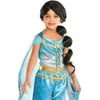 Party City Princess Jasmine Ponytail Wig Halloween Accessory for Children, Aladdin, with Rhinestone-Studded Gold Charms