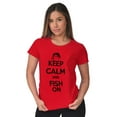 thumbnail image 4 of Keep Calm Fish On Fishing Enthusiast Womens Slim Fit Graphic Tee Brisco Brands M, 4 of 5
