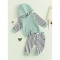 thumbnail image 3 of Bagilaanoe 2Pcs Toddler Baby Boy Long Pants Set Striped Long Sleeve Hoodie Pullover Tops + Sweatpants 6M 12M 18M 24M 3T Kids Casual Sweatsuits, 3 of 8