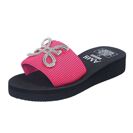 

Cathalem Women s New Summer Rhinestone Fashion Light Foreign Trade Slippers Hot Pink 40