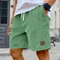 thumbnail image 2 of Men Casual Corduroy Shorts Lightweight Elastic Waist Drawstring Beach Shorts Summer Fashion comfort Loose fit Shorts with pockets Light Green 3XL, 2 of 8