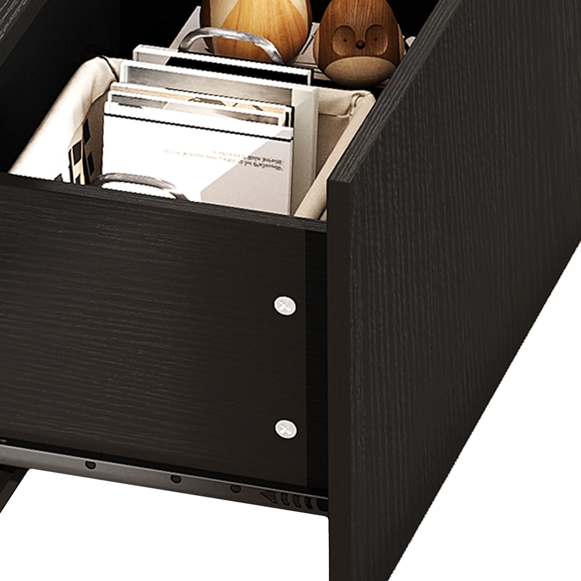 Dextrus Modern LED Coffee Table, Brown Coffee Table with Storage, Large Living Room Center Tables, 2 Tiers and 2 Drawers