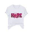 thumbnail image 2 of CLOISE Breast Cancer Blouses Women Short Sleeve Crew Neck Tshirts Daisy Ribbon Oversized Breast Cancer Fight Shirts Fashion Casual Blouses Cancer Survivor Gifts in October Outfits White S, 2 of 4