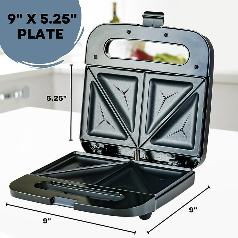 Electric Sandwich Maker with Non-Stick Plates, Indicator Lights, Cool Touch Handle, Easy to Clean and Store, Perfect for Cooking Breakfast, Cheese, Tuna Melts Snacks, Black GPS401B - Walmart.com