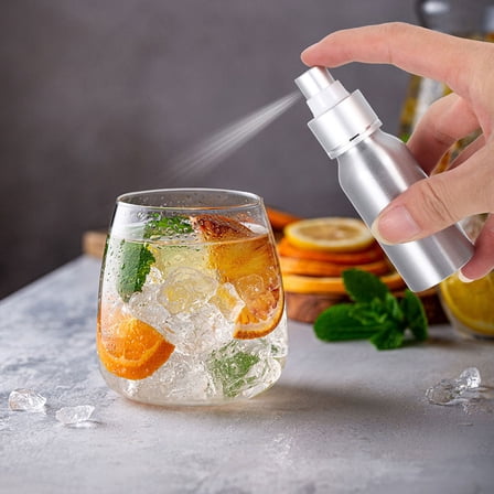 FOMIYES Silver Refillable Cocktail Atomizer Portable Spray Bottle for Drinks and Food Safe Storage 80ml