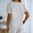 thumbnail image 4 of Womens Short Sleeve Tops Button Down Shirt Soft Solid Color Summer Daily Wear Grey L, 4 of 6
