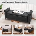 thumbnail image 4 of 65 Inch Bedroom Bench, End of Bed Bench with Storage, Bed Benches for Foot of Bed, Faux Leather Window Bench with Tufted Button and Nailhead Trim, Upholstered Storage Bench with Rolled Arms, Black, 4 of 18